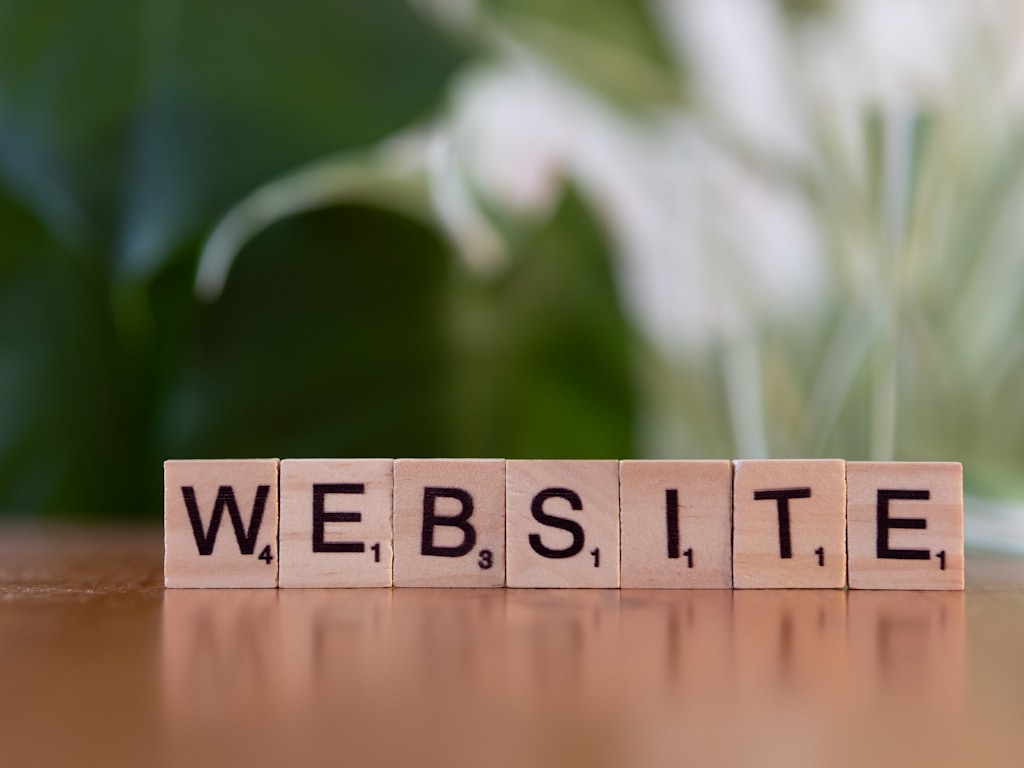 The word website spelled in letter tiles