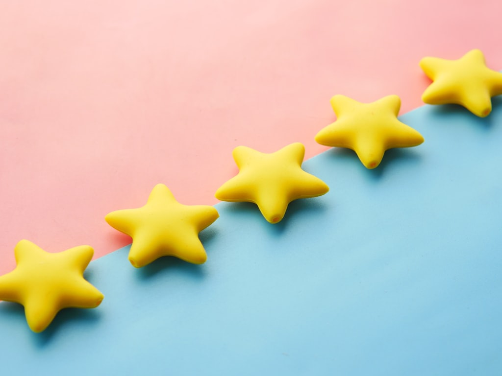 Five stars representing customer reviews