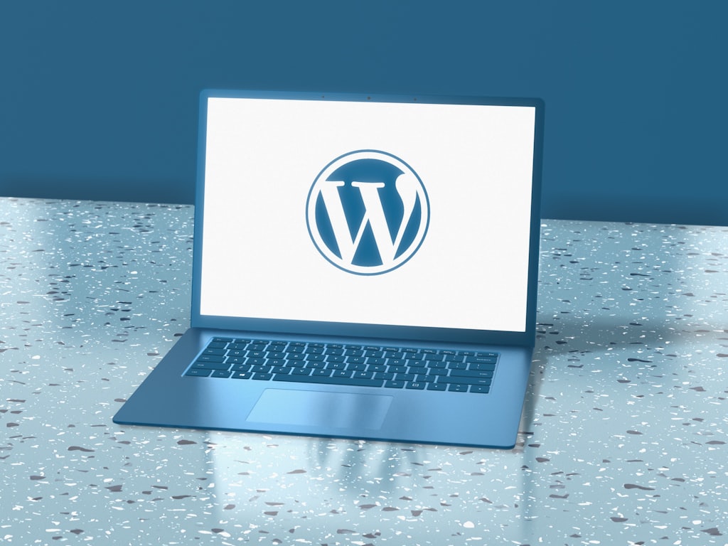 Laptop showing a website builder platform